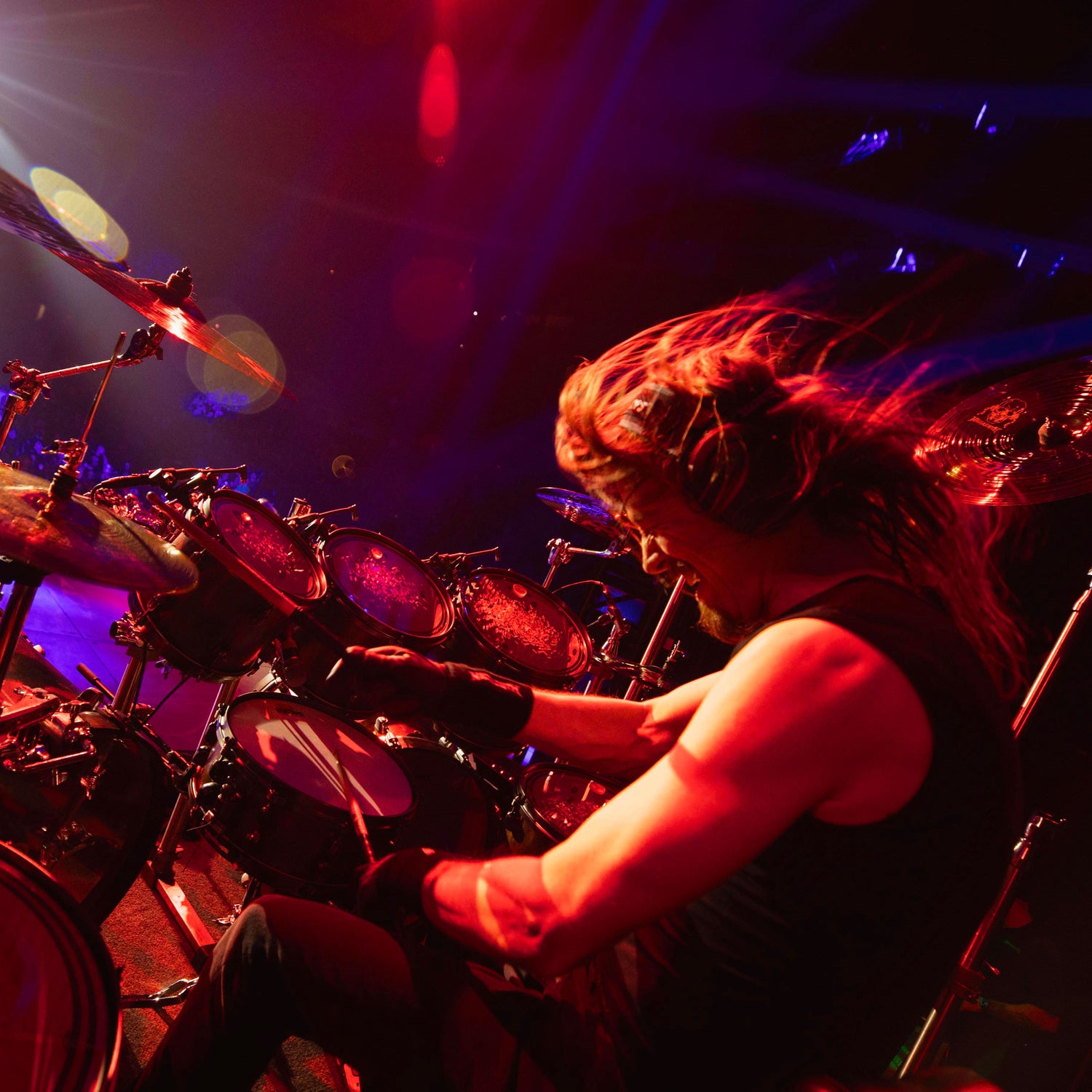 Dirk Verbeuren Stage Played Tama Megadeth Signature Snare Drum. Dirk playing live