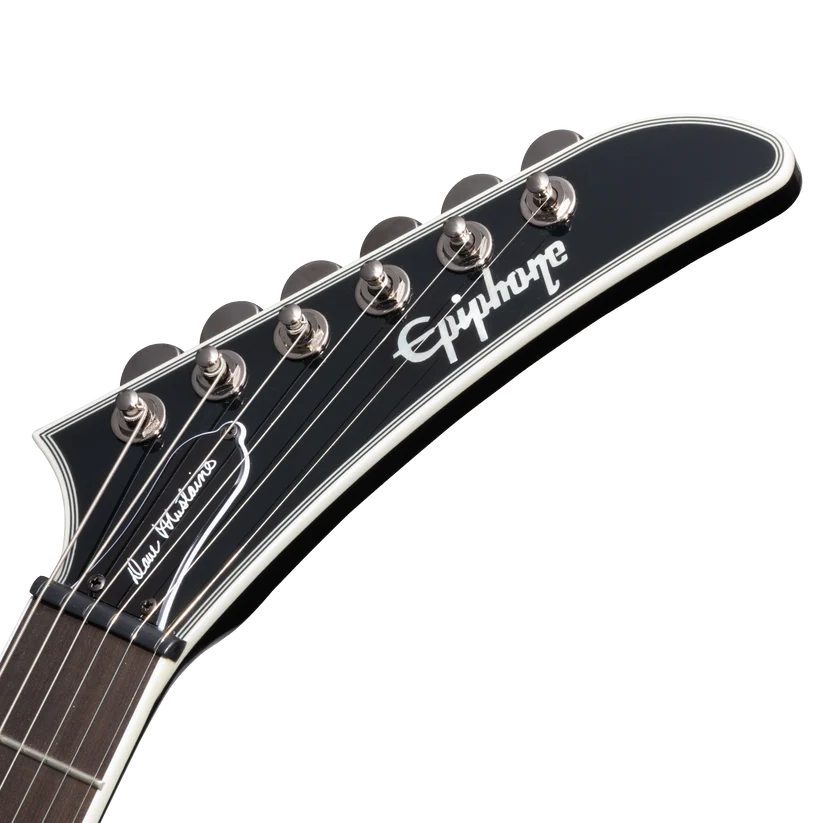 Epiphone Flying V Custom, Black Metallic Guitar - Headstock